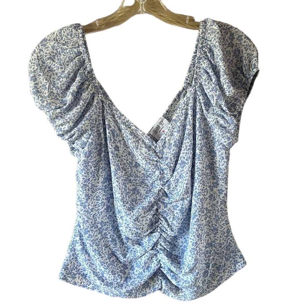 NEW Sienna Sky Light Blue And White Top